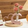 2 Pcs Valentine's Day Heart Vase 3D Printed Pink Heart Shaped Flower Vase Small Decorative Vase for Wedding Party Living Room Shelf Table Centerpiece