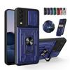 Luxury Shockproof Slide Camera Lens Case For Vivo V21 V23E Y21 Y21S Y33S Y51 Y31 Y20 Y20i Y20S Y30 Y76 Y76S 5G Card Holder Stand Ring Armor Cover
