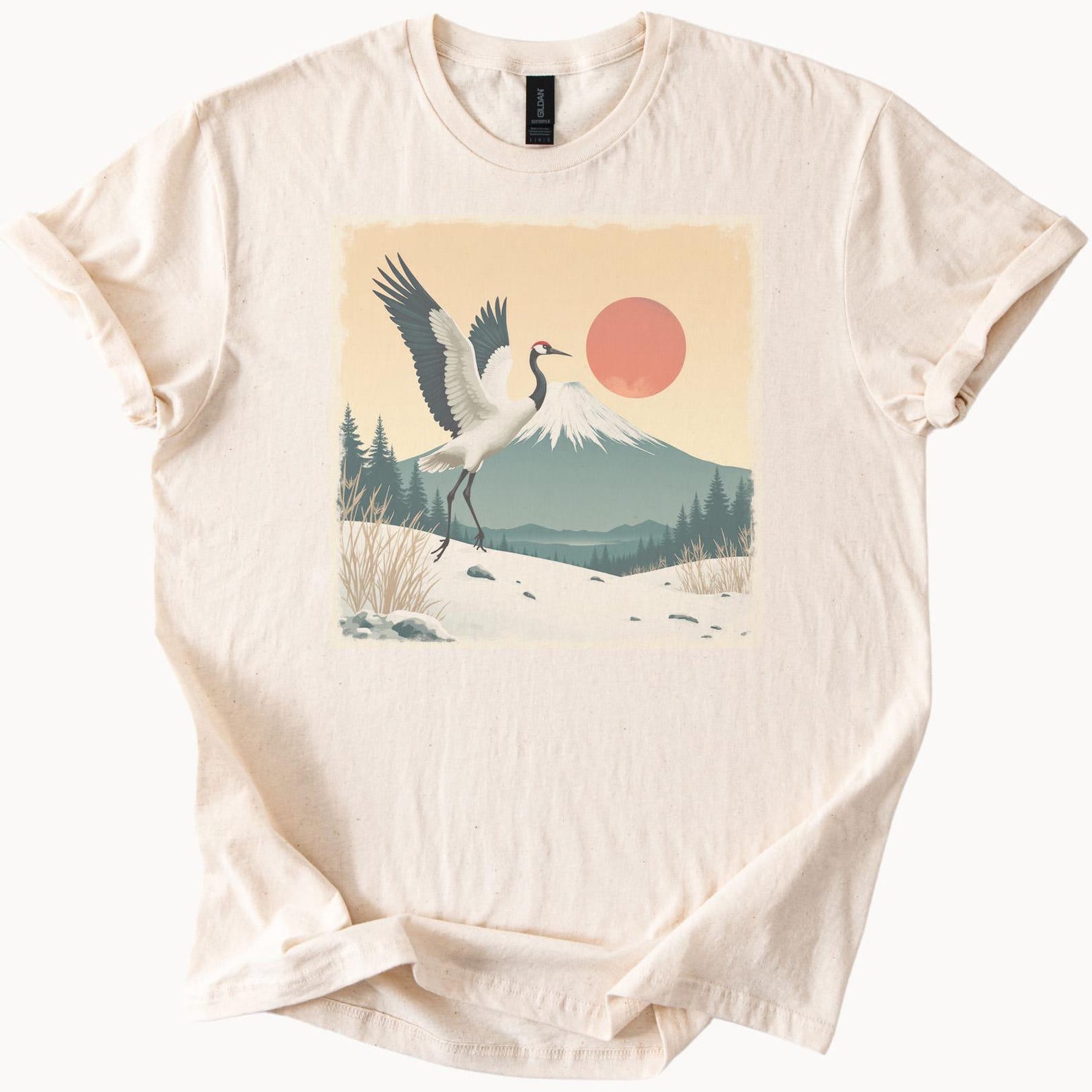 Cranes Mountain Sunrise Art Shirt Tshirt 150