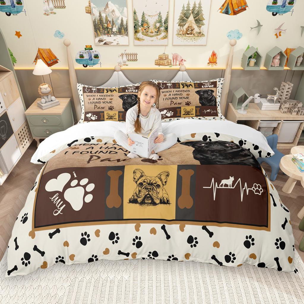 Homewish Cute Animal Duvet Cover Set 2Pcs/3Pcs For Kids Boys Girls Frog Dog Cow Bedding Set Rabbit Cat Fox Comforter Cover Set
