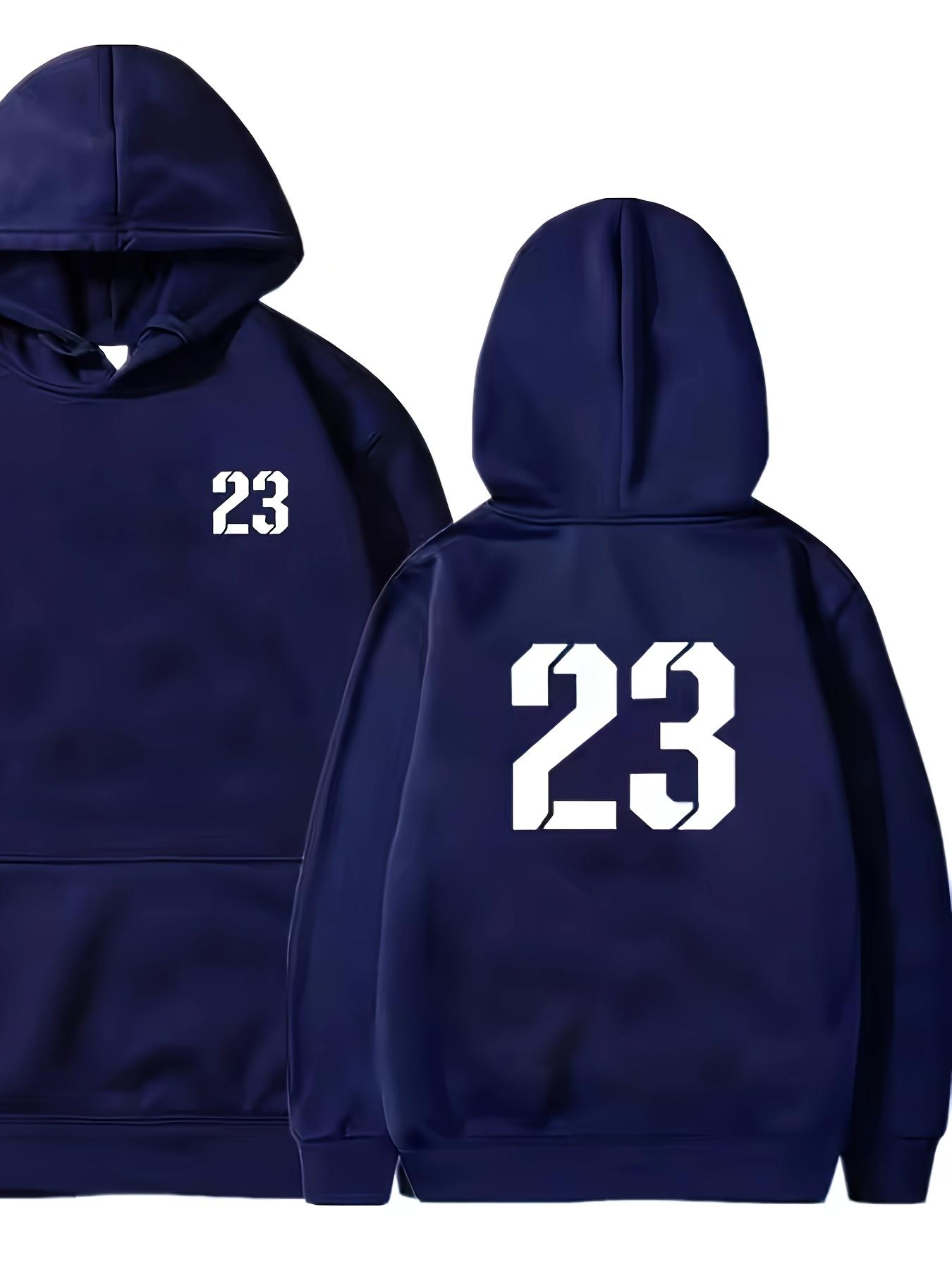 

2025 Простой спортивный свитшот с принтом номера 23 Свободный худи для мужчин Удобный пуловер для весны осени 3XL