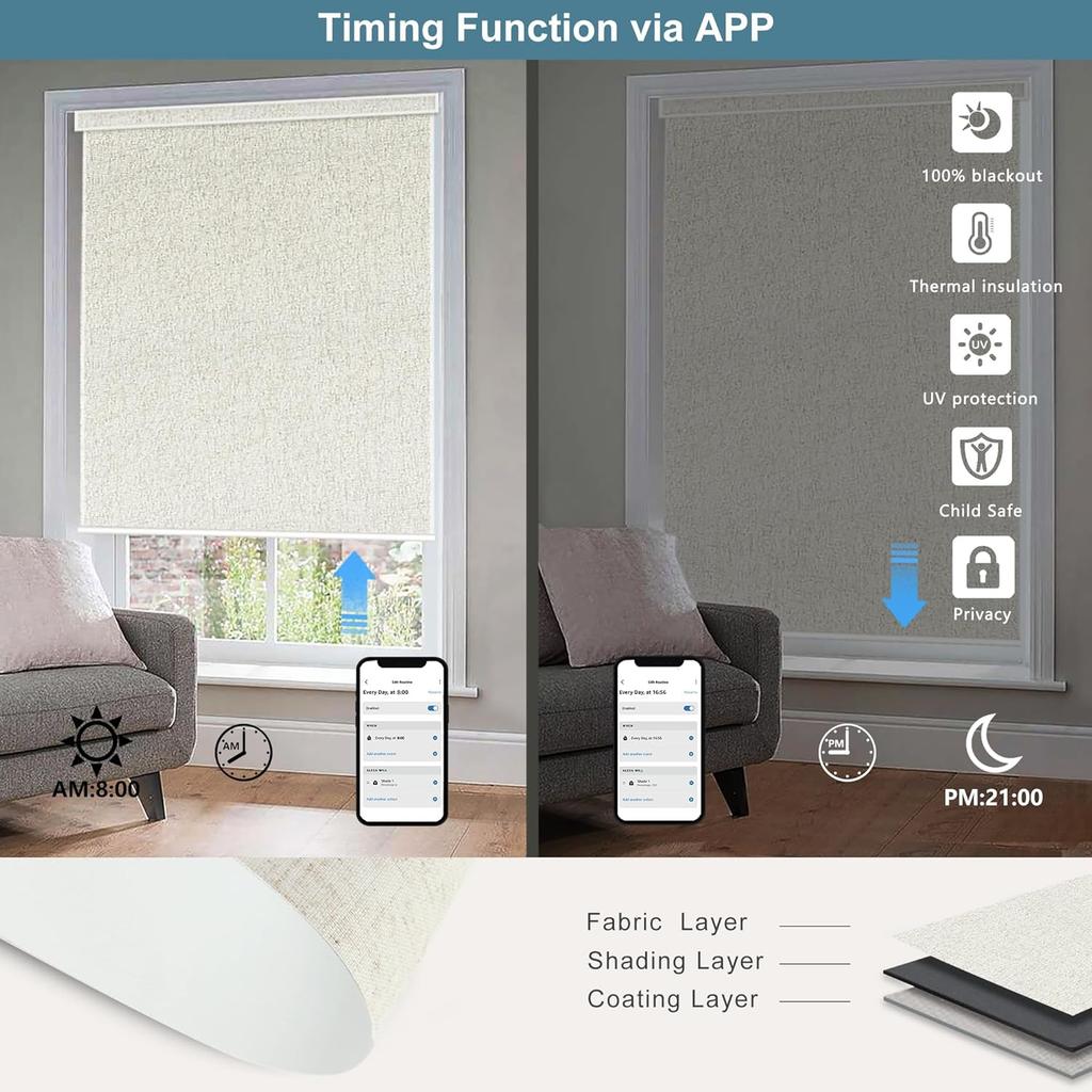 High Quality Modern Smart Automated Wireless Remote Control Motorized Zebra Roller Blinds for Windows