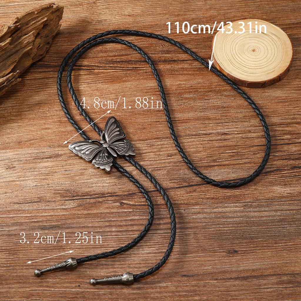 1pc/2pcs Adjustable Bolo Tie Popular Cowboy Teens Men Women Dance Necktie Gothic Shirts Alloy Butterfly Buckle Pendant