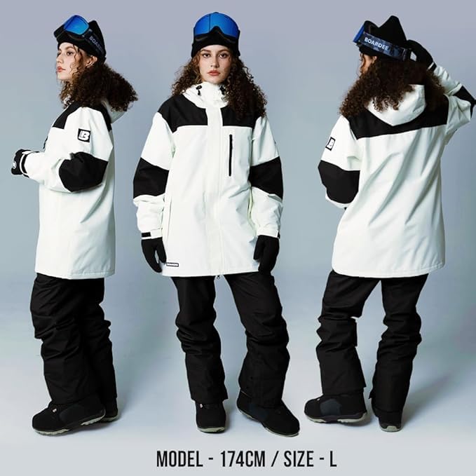 BOARDEE Snowboard Jacket Size L Women's (BD24IFOT41W) (White, White)