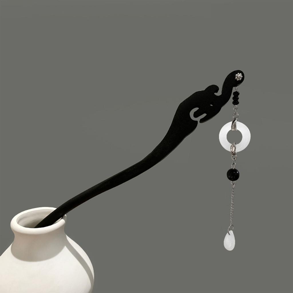 Vintage Chinesischer Stil Holz Haarstäbe für Frauen Mädchen Mond Quaste Haarnadel Haarspange Hanfu Kopfschmuck Schmuck Haarschmuck