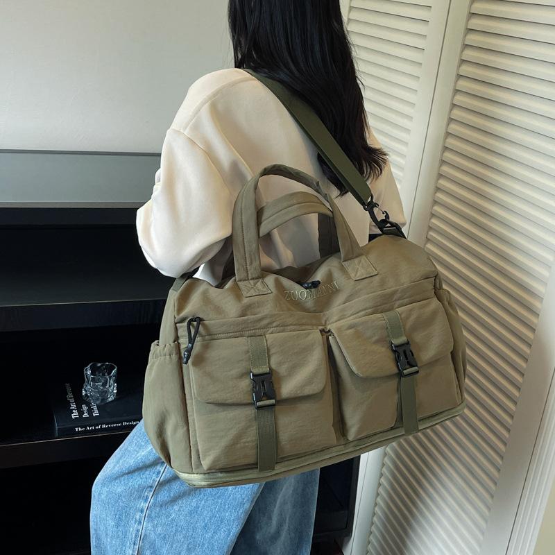Expandable leisure travel bag, large capacity, simple and lightweight yoga fitness bag, multi-pocket handbag for short trips