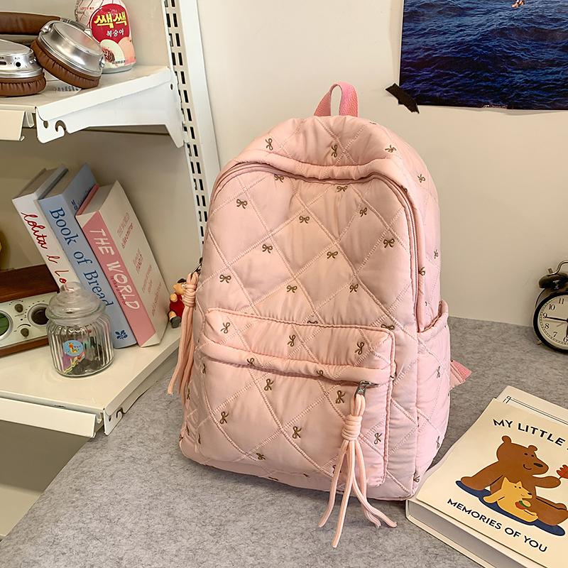 Rucsac de școală în stil universitar, cu imprimeu de fundă, pentru studenți, ușor de călătorit, pentru femei