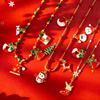Santa Claus Stainless Steel Pendant Necklace with Drip Oil Beads for Women – European & American Christmas Style