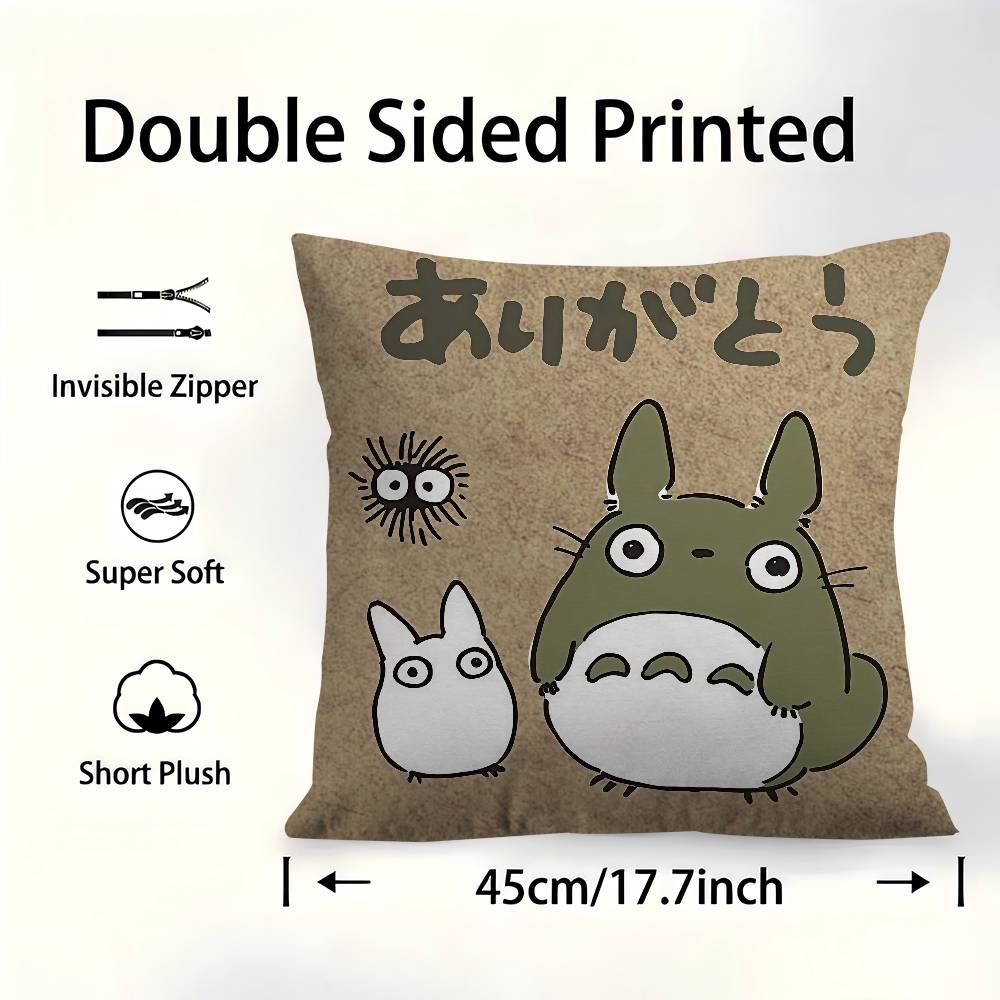 Cute T-Totoros Pillow Gifts Home Office Furnishings Bedroom Sofa Car Cushion Cover Case 45X45Cm