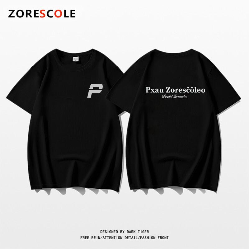 

Letter printing pure cotton street short-sleeved T-shirt 2025 summer men s and women s Harajuku ins new couple loose top S