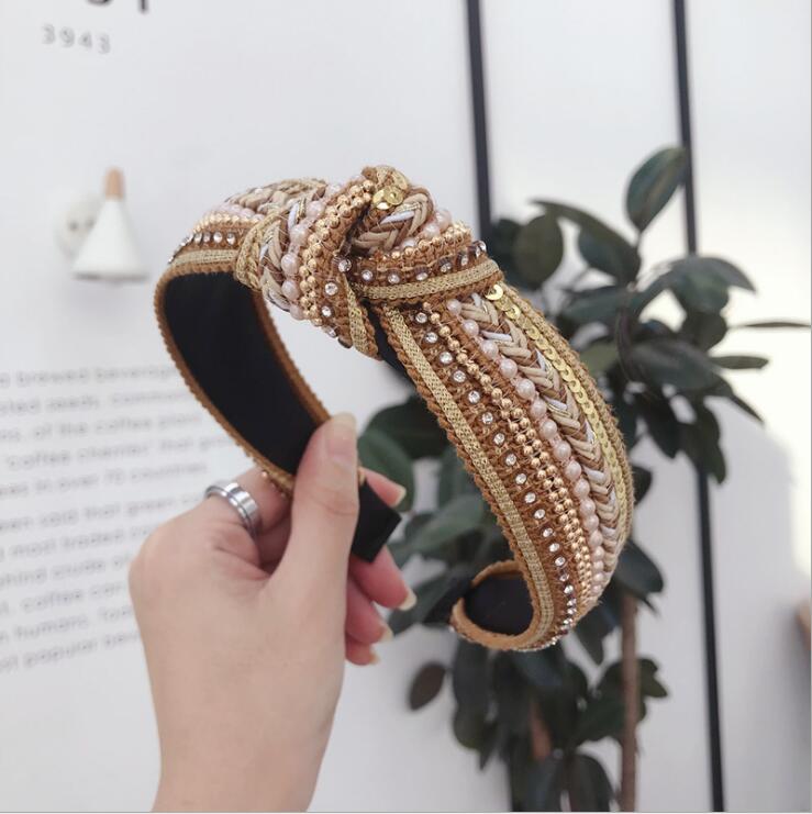 New Fashion Bohemia Hairband Women Top Quality Headband Classic Rhinestone Wave Hair Band Adult Hair Accessories