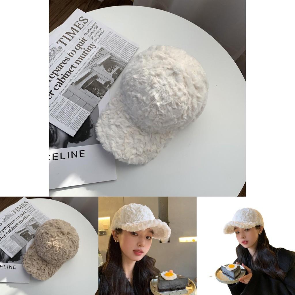 Fashionable Women's Thickened Baseball Cap With Faux Rabbit Fur Warm And Elegant
