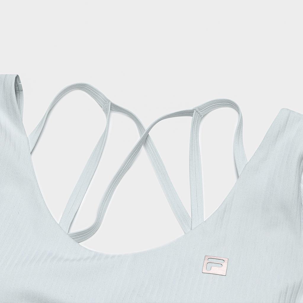 FILA Solid Color Fitness Cut-Off Dopamine Short Sleeve Regular T-Shirt Women Tops Bean-Gray-Blue A11W411105F-LB