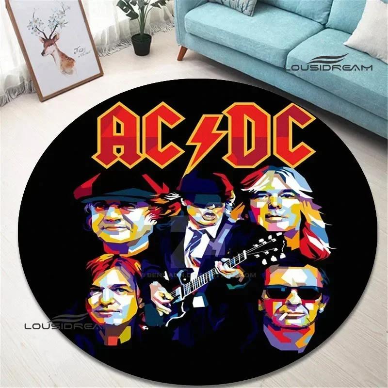 Rocková kapela AC/DC retro potištěný kulatý koberec ložnice krásný koberec protiskluzová rohožka pod dveře podlahové rohože kusový koberec narozeninový dárek