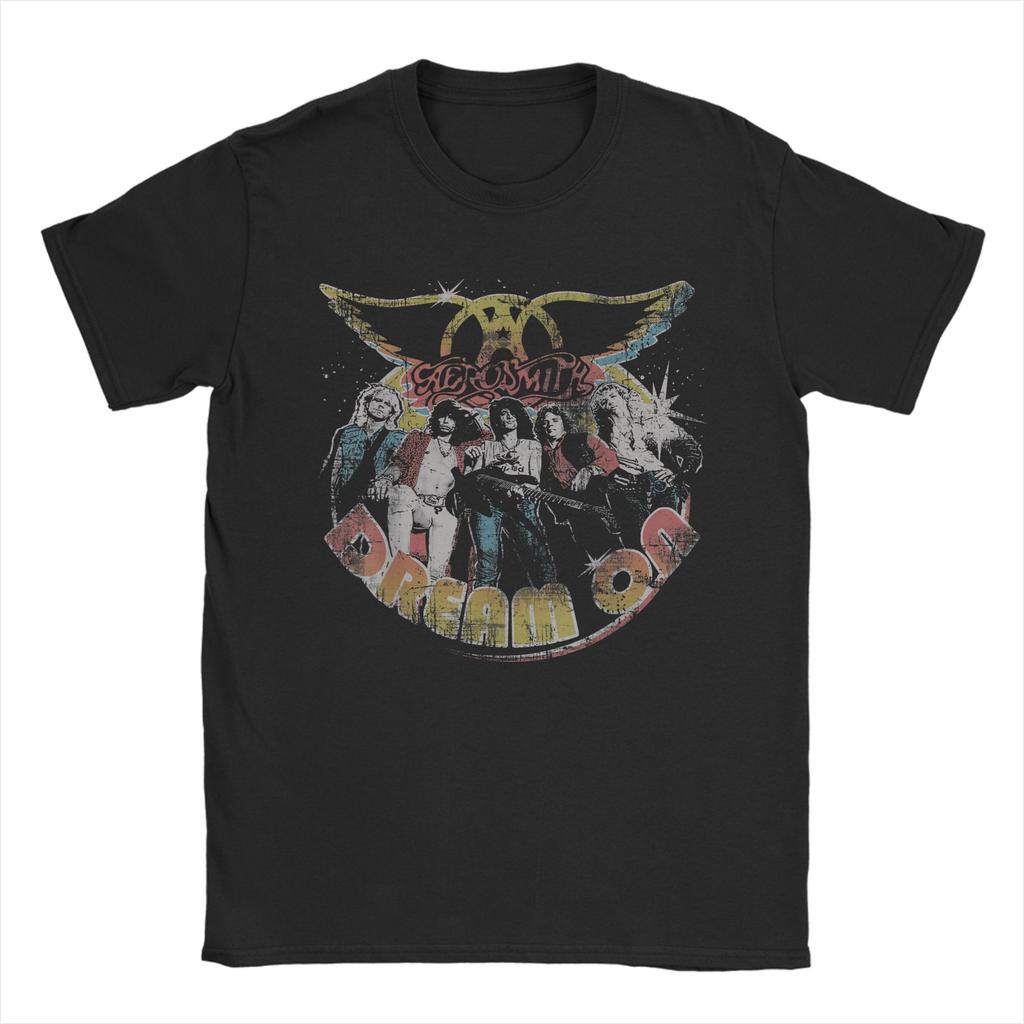 Aerosmith - Rock n Roll Band T Shirts Men Cotton Casual T-Shirts Round Collar Tees Short Sleeve Clothes Plus Size