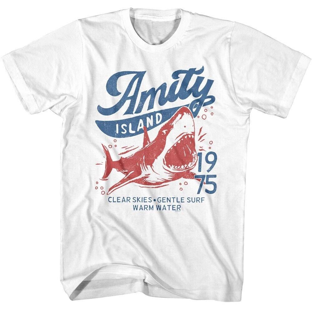 

Jaws TShirt Amity Island Clear Skies Graphic Tees Summer Mens and Womens Loose and Breathable Tshirt Top 4XL