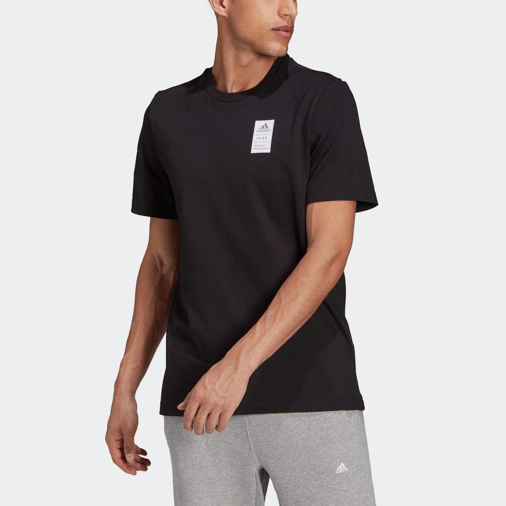 adidas T Shirts Men's Black Crew Neck Moderate Straight Fit GU3642
