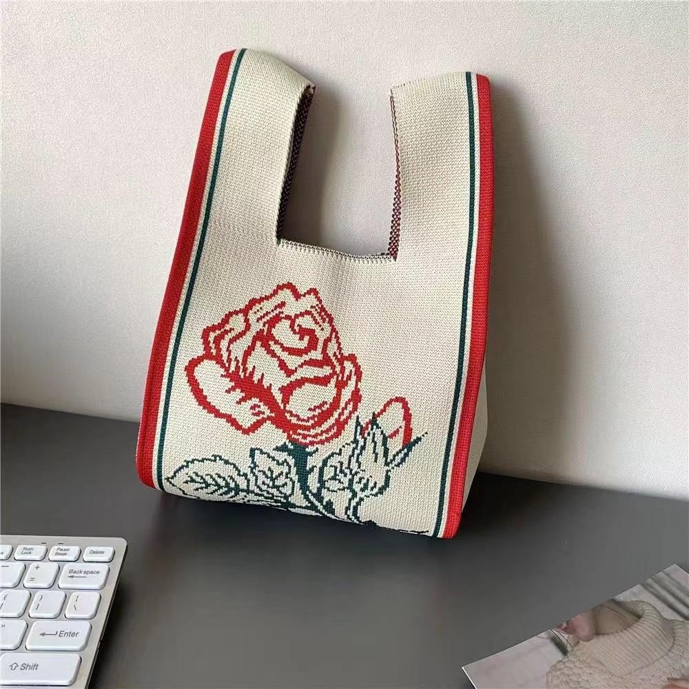 Handmade Cute Panda Knitted Tote - Versatile Women's Woven Handbag