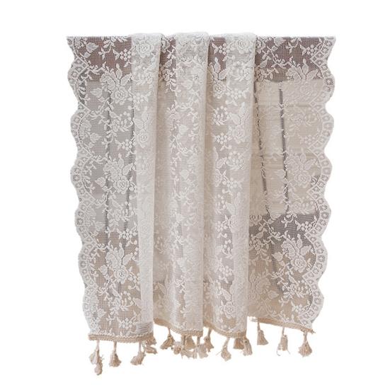 Lace Table Runner, Embroidery Floral Lace Table Cover with Tassel for Wedding, Afternoon Tea, Party Decor, Piano Top Cover