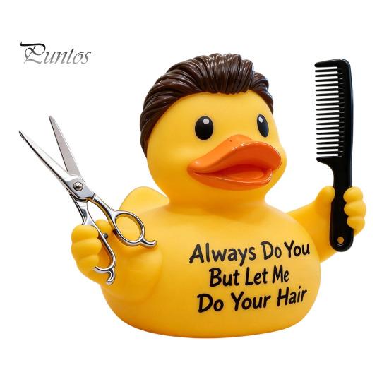 Resin Duck Statue Barber Figurine with Scissors and Comb, Yellow for Salon Decor, Handmade Hair Stylist Gift Creative Hairdresser Gift, Funny