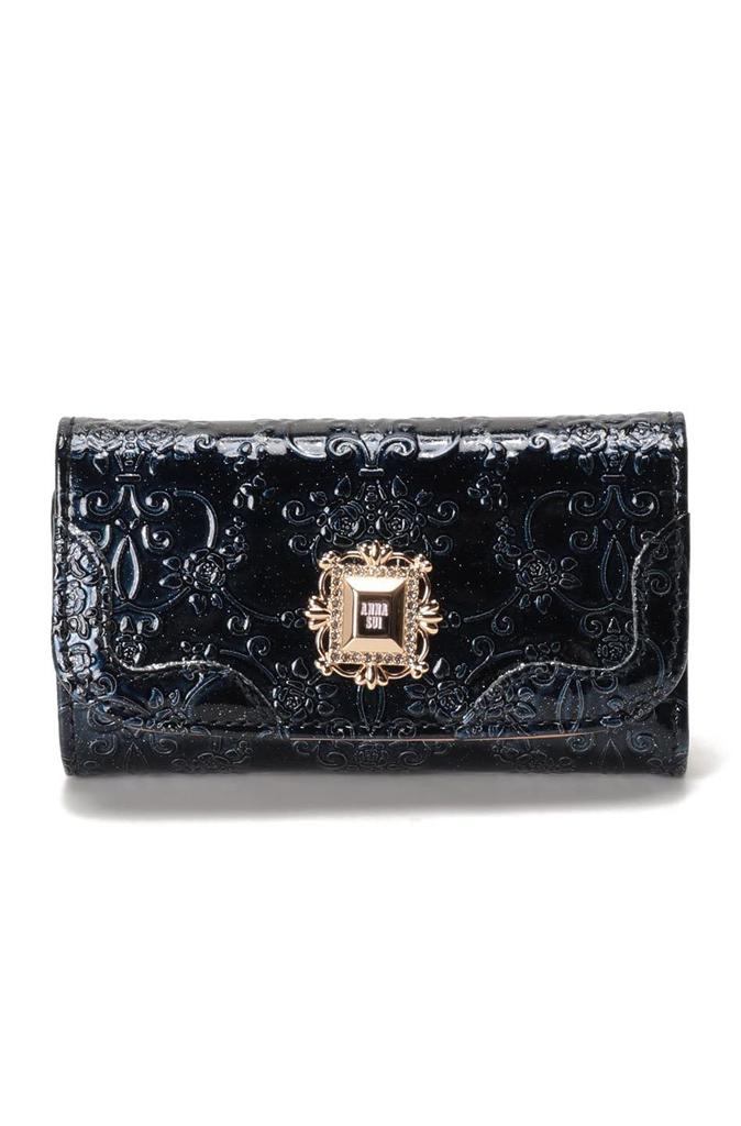 Anna Sui Roomy Navy Key Case and Keychain