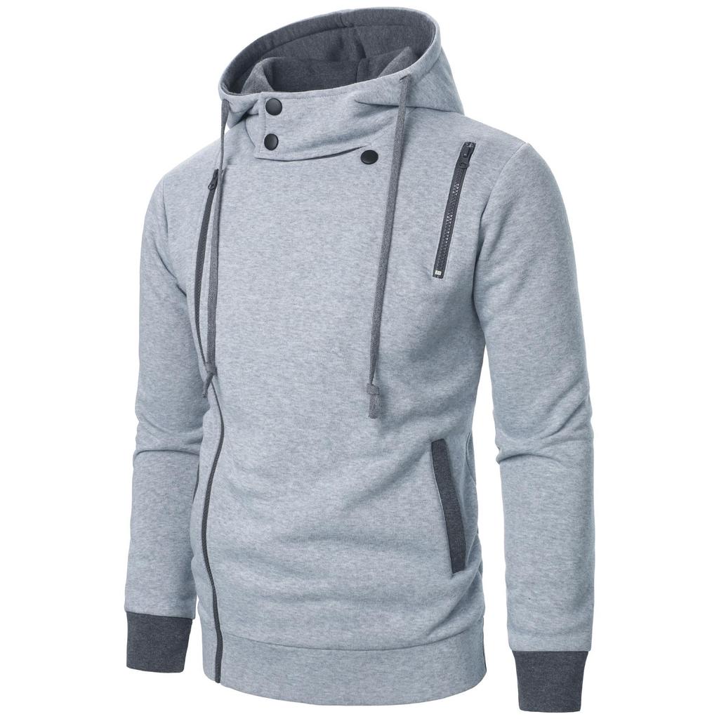 Men's Casual Side Zip Hooded Cardigan Sweatshirt