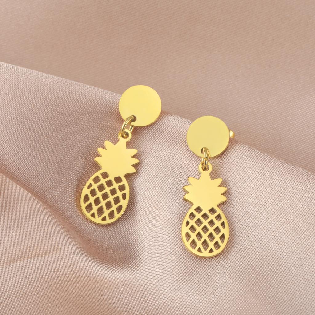 Cazador Cute Pineapple Stud Earrings for Women Stainless Steel Dangle Earrings 2026 Trend Jewelry Party Birthday Gift New
