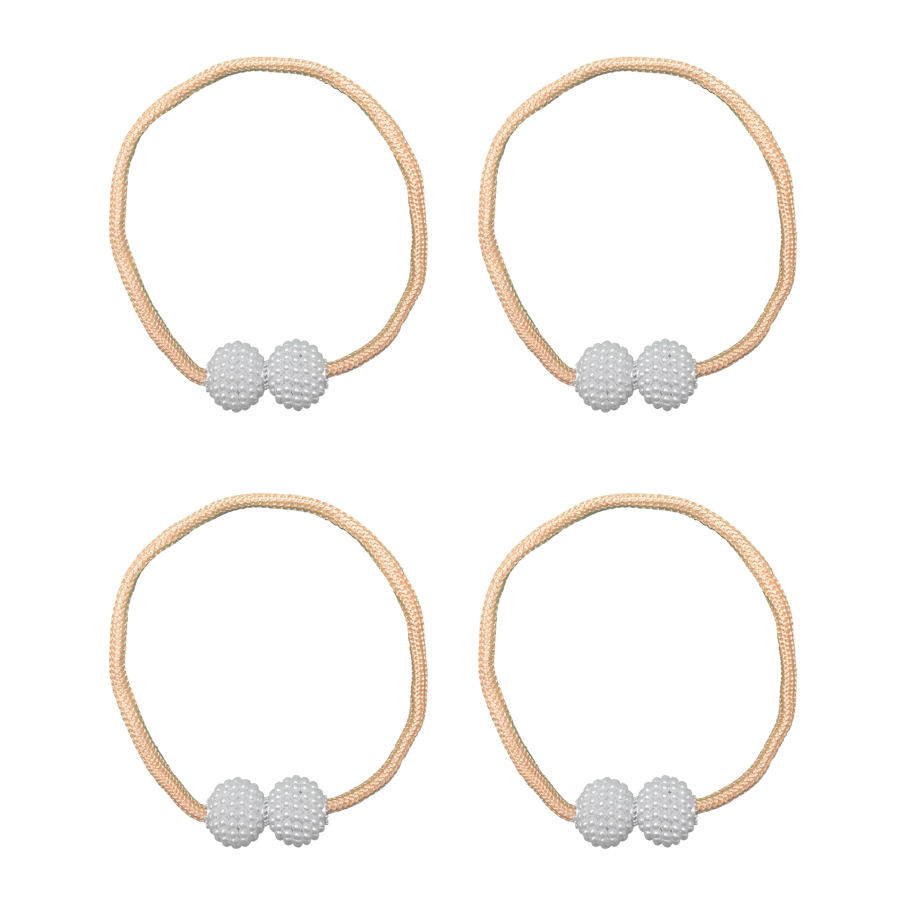 

4 шт. Магнитные подхваты для штор, Декоративные зажимы для штор с искусственным жемчугом, Веревочные подхваты для штор и драпировок золотистый