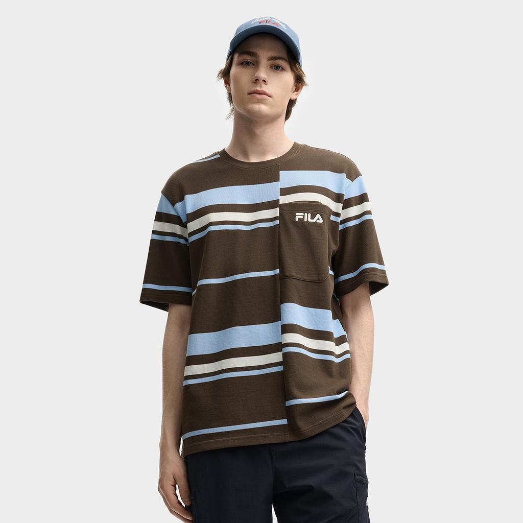 FILA Original Casual Fashion Striped Pullover Short Sleeve T-Shirt Men Tops F11M539110F-BN