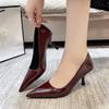 2025 spring and autumn new pointed head shallow mouth thin heel simple outer wear temperament high heels single shoes women