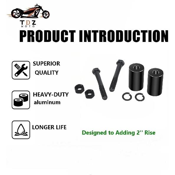 TDZ A Pair Black 2'' Inch Rise Handlebar Risers Extension For Harley 1-1/4'' Handlebars Black Motorcycle Spacers