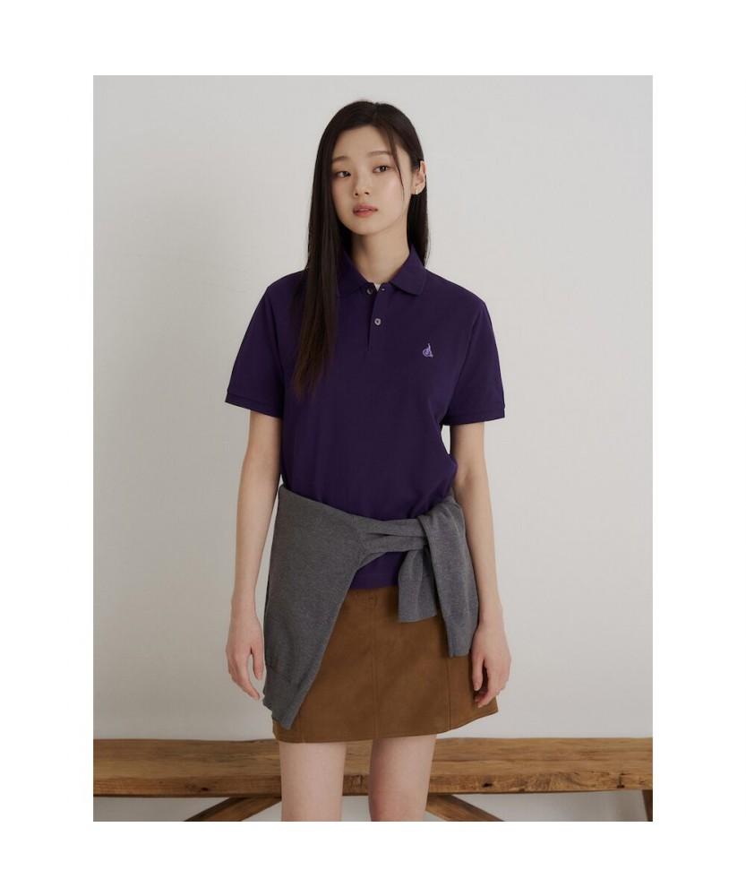 Binpolmen [Essential] Pique Collared Short Sleeve T-Shirt Purple