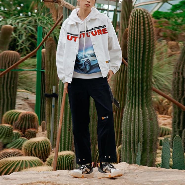 Li-Ning X Universal Studios Back To The Future Embroidered Letter Loose Sports Jacket Men Jacket White AFDR831-2
