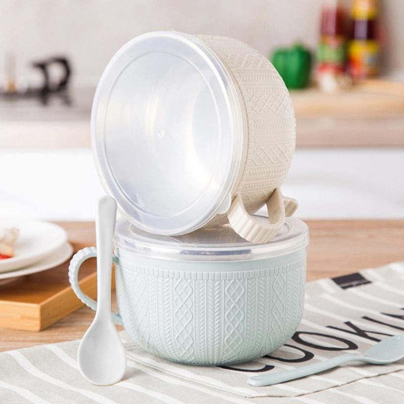 Round Food Container Ramen Noodles Bowl with Large Capacity and Leakproof Lid for Christmas Holiday Family Gatherings