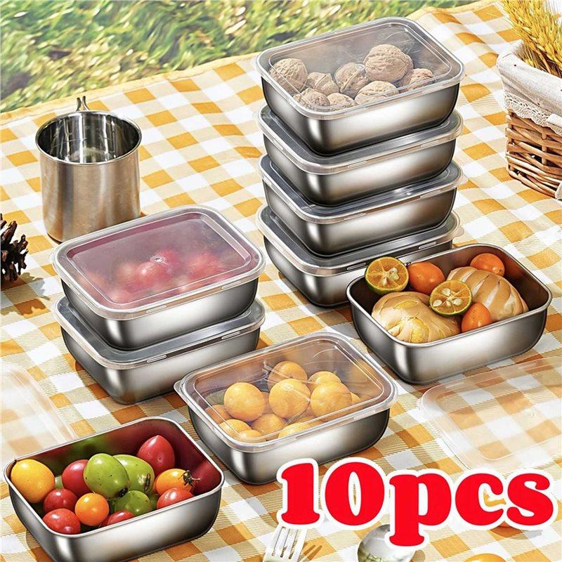 A25F-30Pcs Stainless Steel Food Storage Containers With Flip-Top Lids Reusable Fridge Organizers For Kitchen Picnics Food