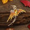 Vintage Phoenix Cloisonné Brooch: Rhinestone Vermilion Bird Pin for Classical Wedding Cheongsam Accessories