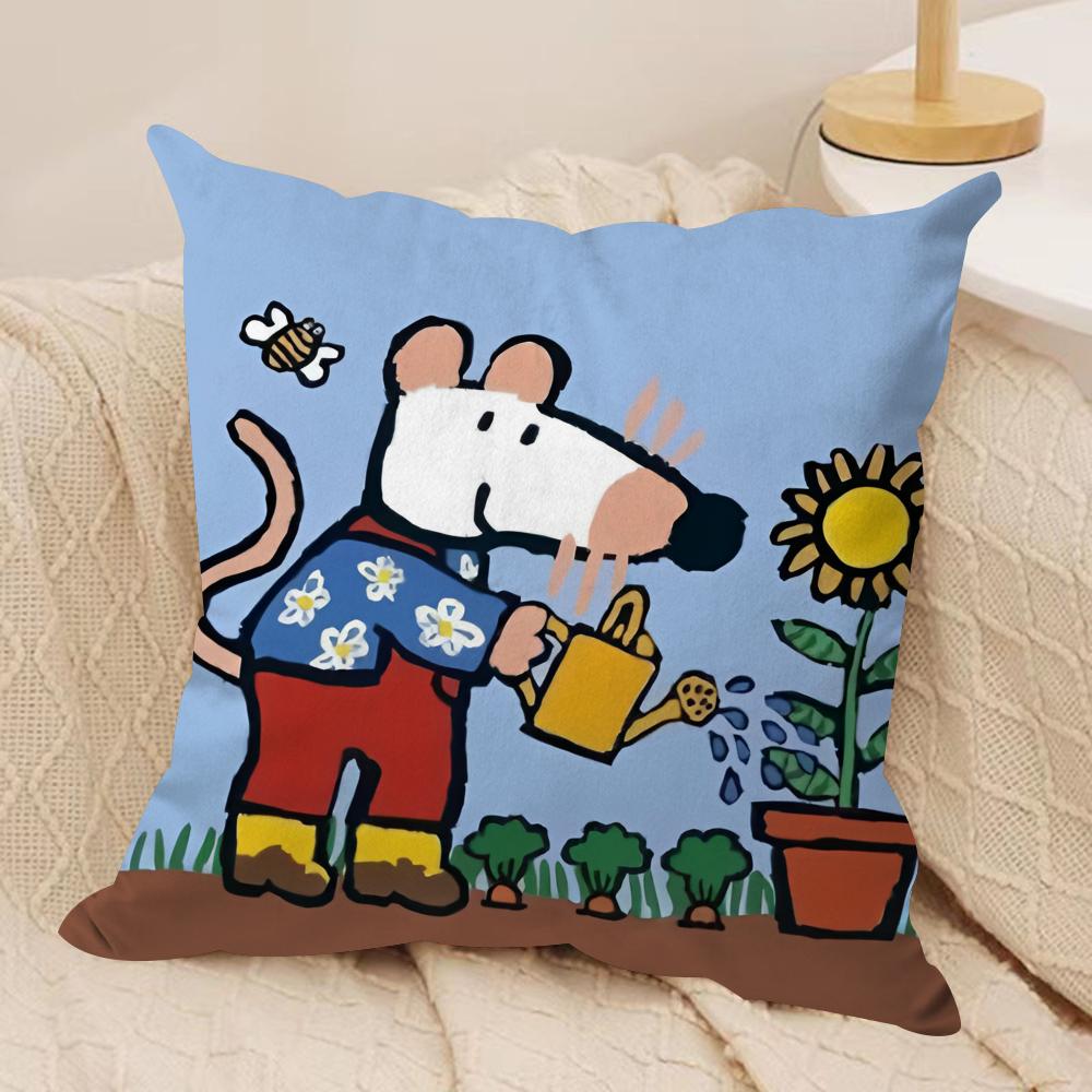 Cute B-Bobo The M-Mouse Cushion Cover Short Plush Double-Sided Print Square Throw Pillow Covers Sofa Home Cushion Decor