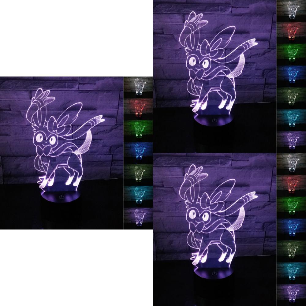 New Pokemon Go 3d Sylveon Night Light With Stunning 7 Color Change Led Desk Lamp