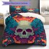Winged Skull  Pattern Bedding Quilt Set Quilt Cover Pillowcase Home Decoration  Gift (1 * Duvet Cover + 2 * Pillowcase, Without Core)