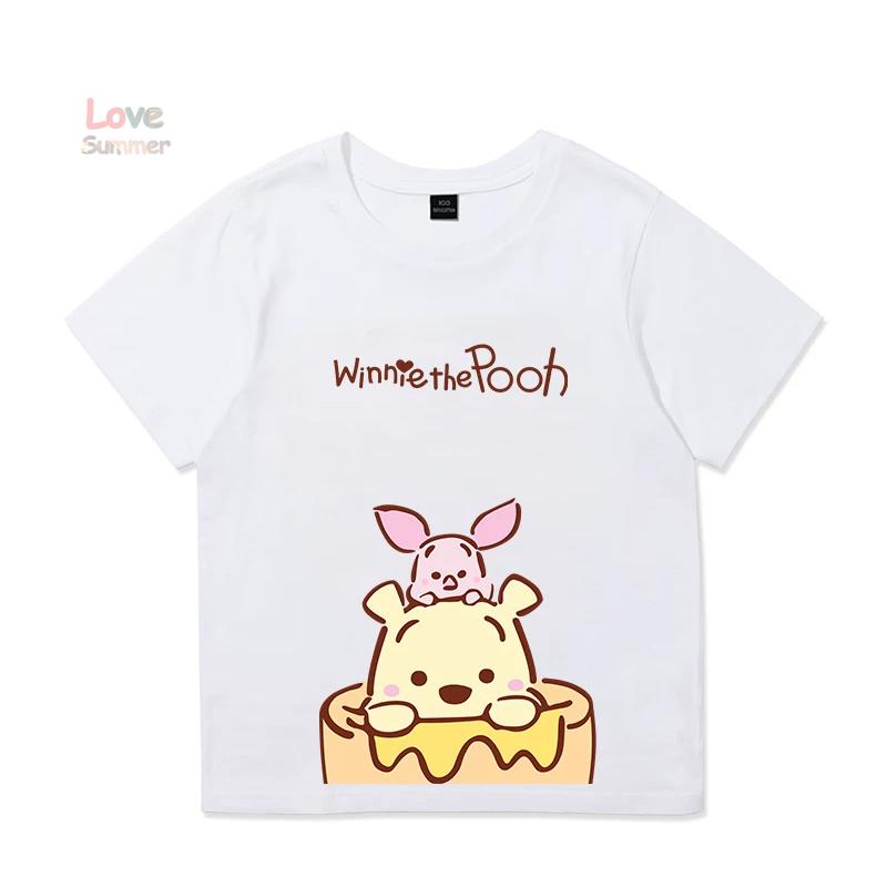 Kids T-Shirts Fashion Winnie Pooh Girls Boys Toddler Tee Casual Children Clothes Top Summer Bear Pattern Cool Funny Printed Short Sleeves