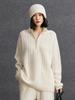 Women's Cashmere Half-Zip Lapel Solid Sweater - 2026 Autumn/Winter Collection, Loose & Slimming Design