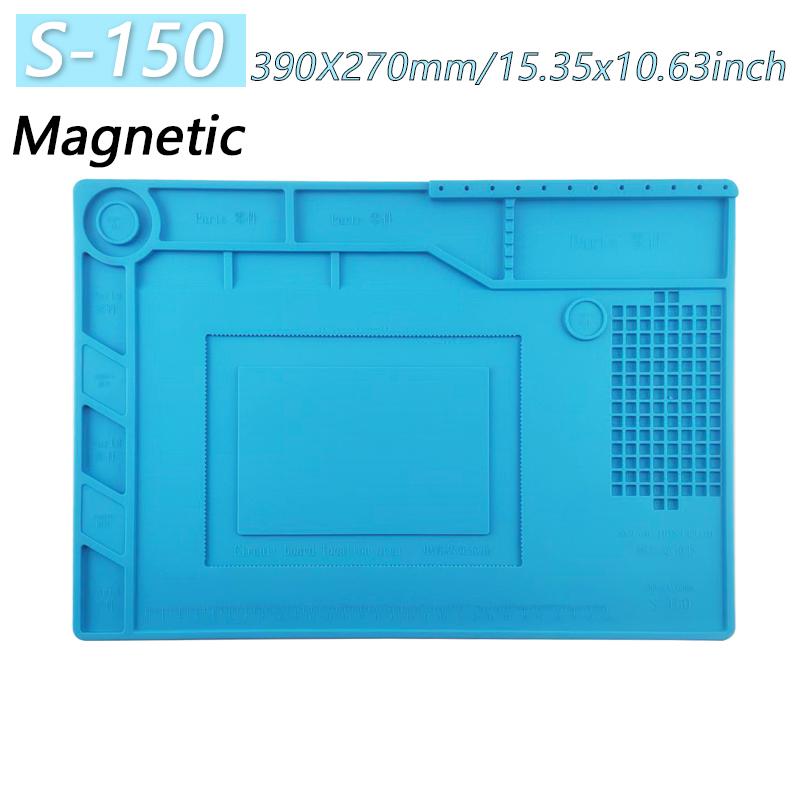 Magnetic Mat Silicone Work Mat Soldering Station Mat Heat Resistant 932°F Anti-Static for Electronic Phone Laptop Watch Repair