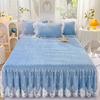 Lace Bed Skirt Thickened Quilted Coral Fleece Bedspread Mattress Protective Cover Autumn and Winter Bedding