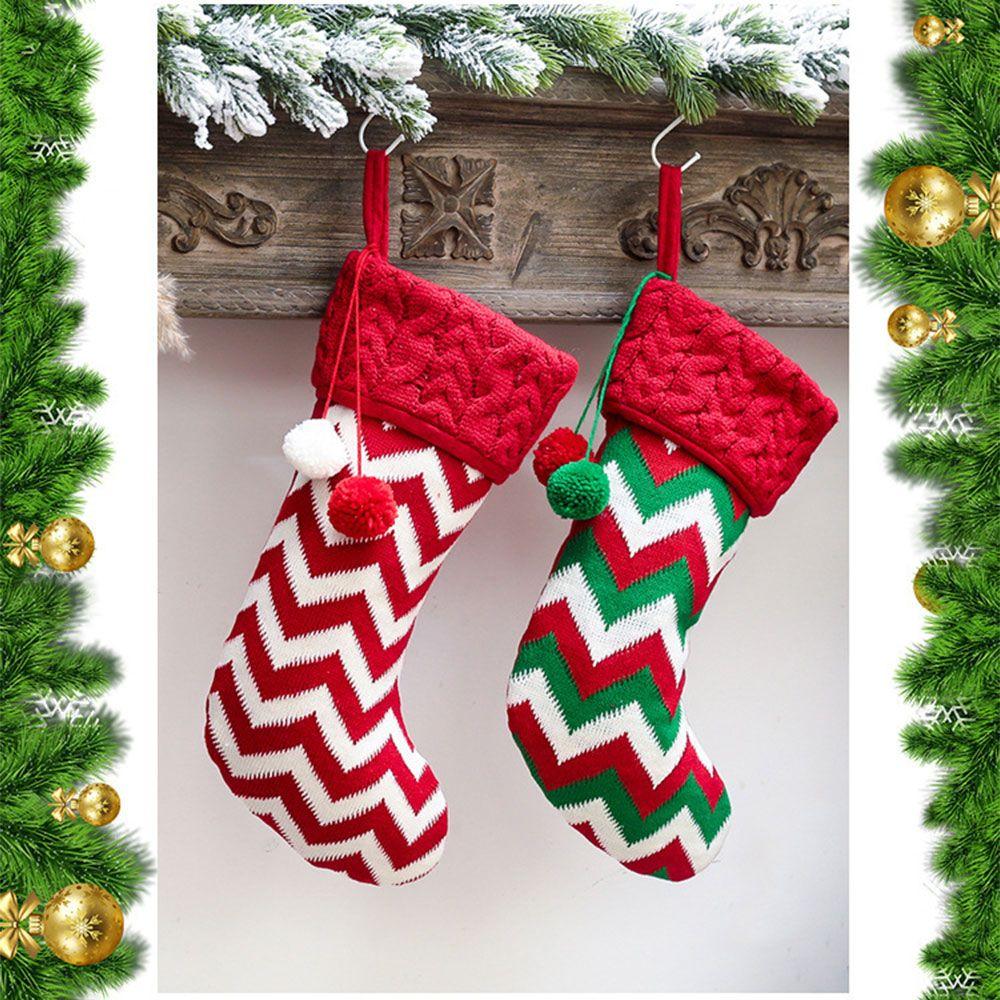 Barn Nyår Julgransprydnad Julsäck Julstrumpa Strumpor Stickade Godispåsar