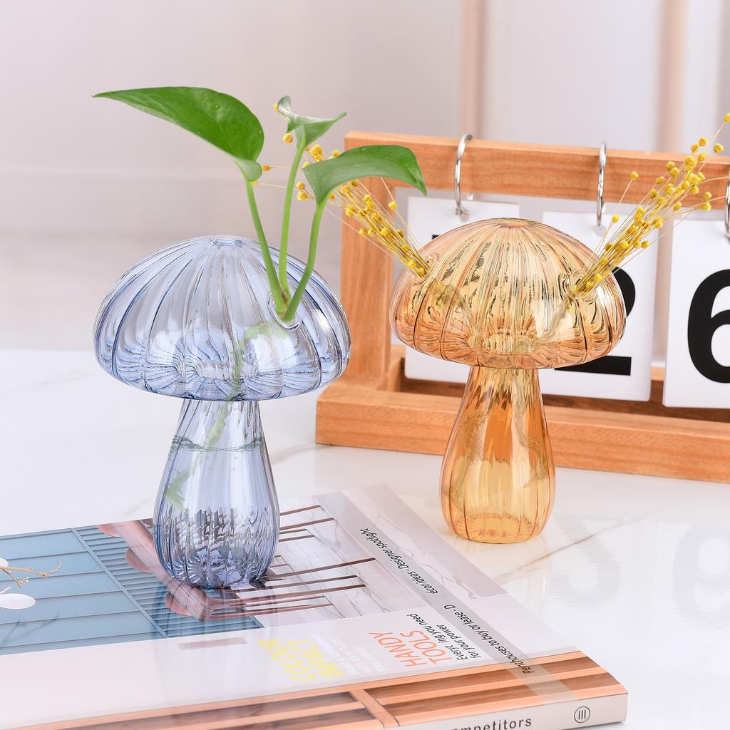 Mushroom Vase Elegant Home Decor Hydroponics Glass Vase Water Planting Glass Container