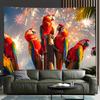 Tropical Parrot Theme Digital Printing Polyester Wall Hanging Tapestry Decorative Living Room Bedrooms Office Background Gift
