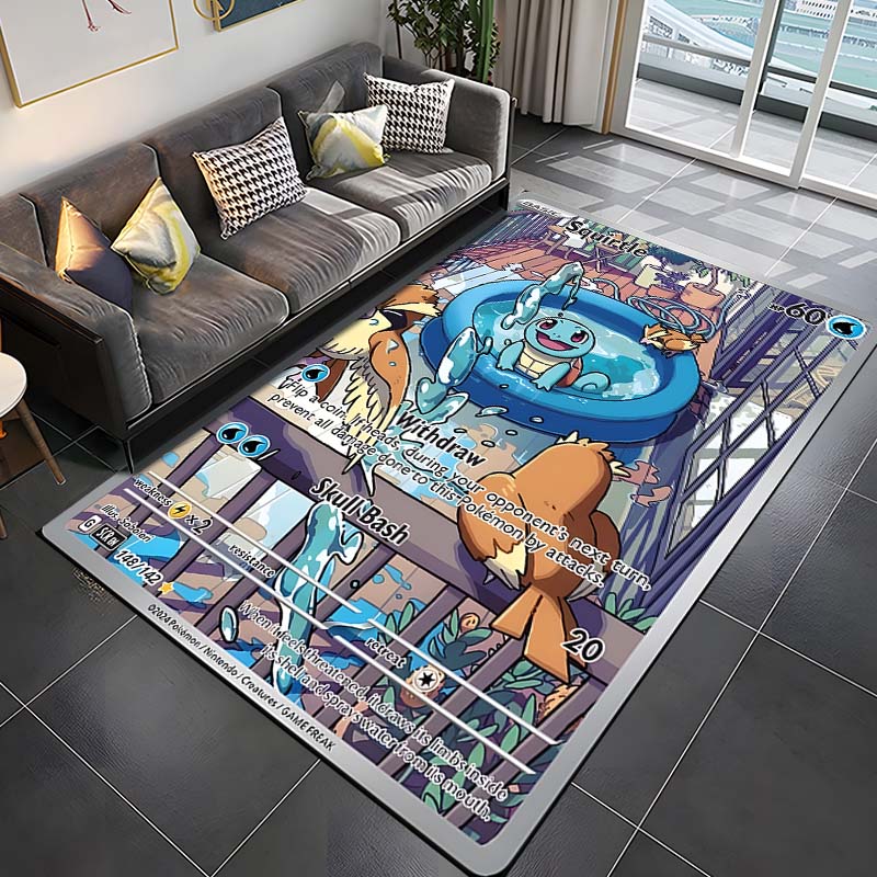 

Pokemon Cards Squirtle Print Rug Carpet for Living Room Children s Bedroom Mat Sofa Doormat Floor Rug Home Decor Anti Slip Mat 120x160cm (47x63in)