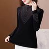 2025 Autumn/Winter Black Slimming Semi-High Neck Fan-Shaped Hotfix Fashion Top for Women