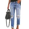 Women Color Hole Low Waist Jeans Flares Patch Jeans Pants Trouser