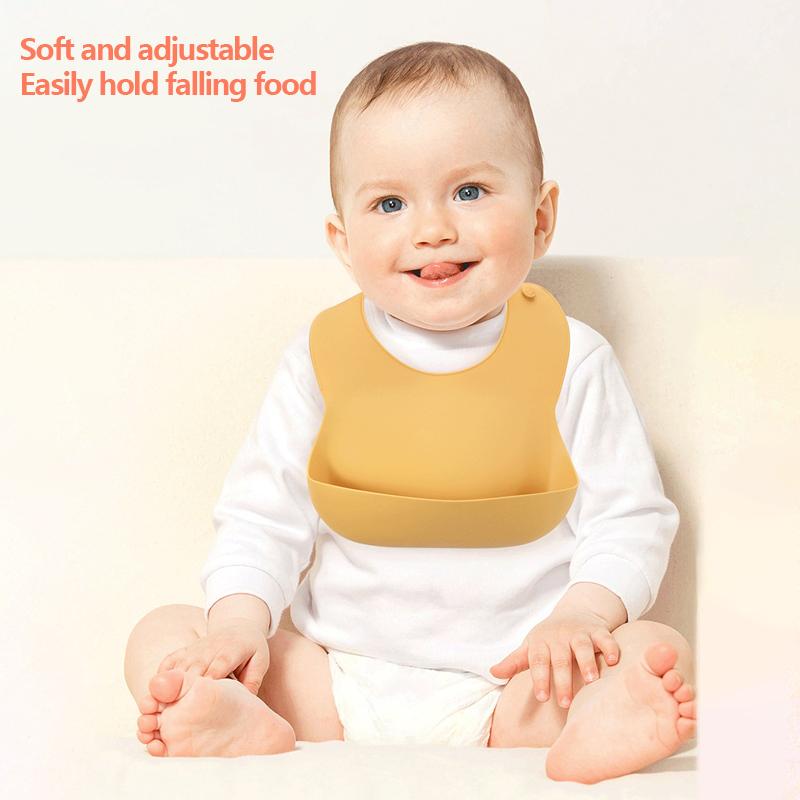 6PCS Baby Plates Children's Feeding Soft Silicone Bowl Plate Cup Bibs Spoon Fork Set Non-Slip Cartoon Dishes For Kids BPA Free